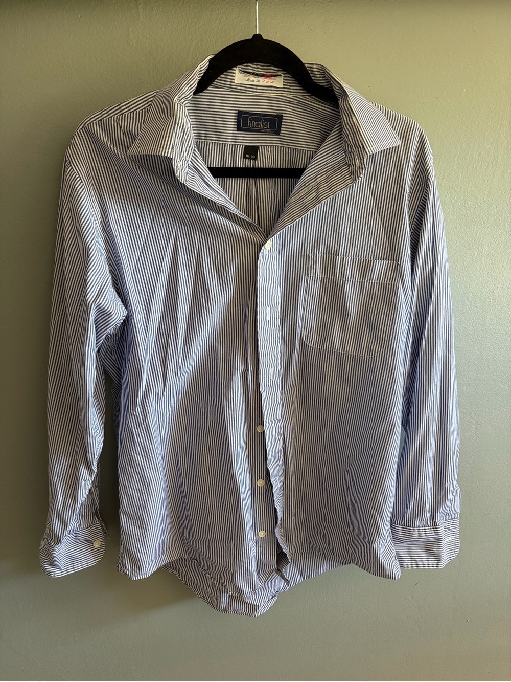 Men's Blue & White Striped Button-Down Shirt